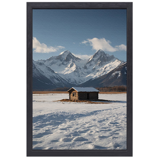 Solitaire Hut tegen Sneeuwbergen Panorama canvas met baklijst