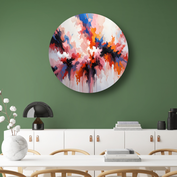 Explosie van Kleur in Moderne Abstractie aluminium muurcirkel