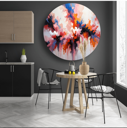 Explosie van Kleur in Moderne Abstractie aluminium muurcirkel
