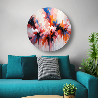 Explosie van Kleur in Moderne Abstractie aluminium muurcirkel