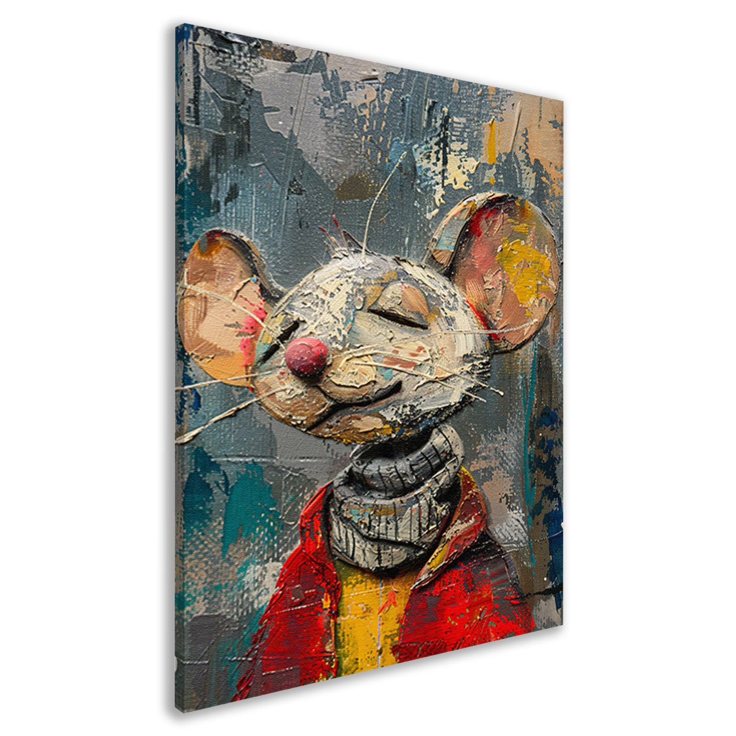 Schilderij van een gelukzalige muis in een rode trui canvas