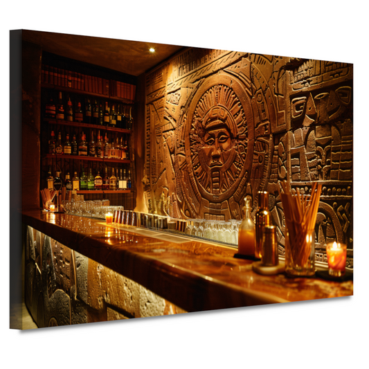 Muur met abstract epressionistisch schilderij canvas