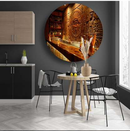 Muur met abstract epressionistisch schilderij aluminium muurcirkel