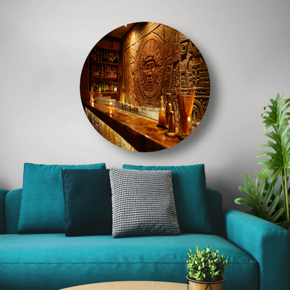 Muur met abstract epressionistisch schilderij aluminium muurcirkel