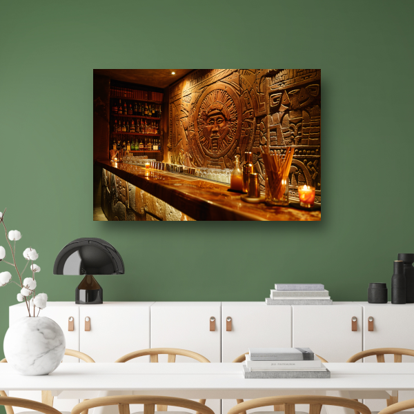 Muur met abstract epressionistisch schilderij canvas