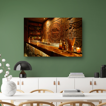 Muur met abstract epressionistisch schilderij canvas