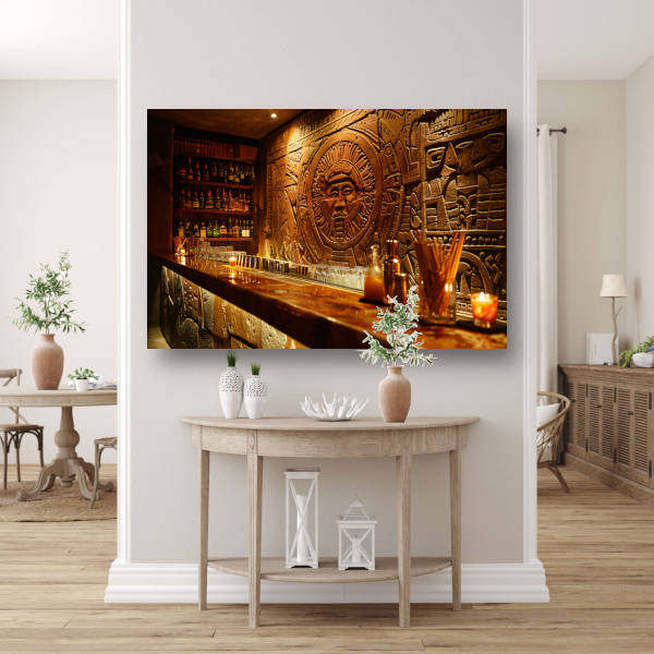 Muur met abstract epressionistisch schilderij canvas