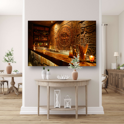 Muur met abstract epressionistisch schilderij canvas