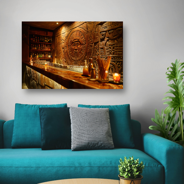 Muur met abstract epressionistisch schilderij canvas