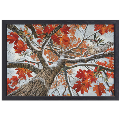 Roodborst in Herfstkleuren canvas met baklijst