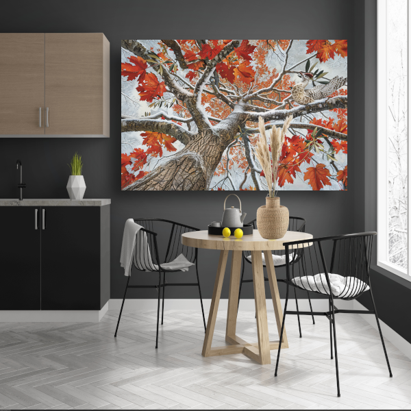 Roodborst in Herfstkleuren acrylglas