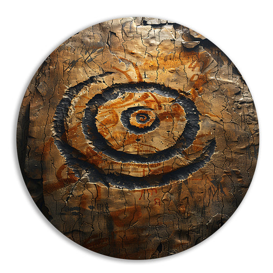 Abstract Spiraal met Symbolen aluminium muurcirkel