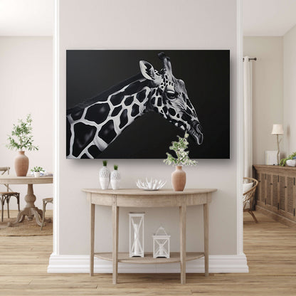 Monochrome Giraffe in Abstracte Patronen canvas