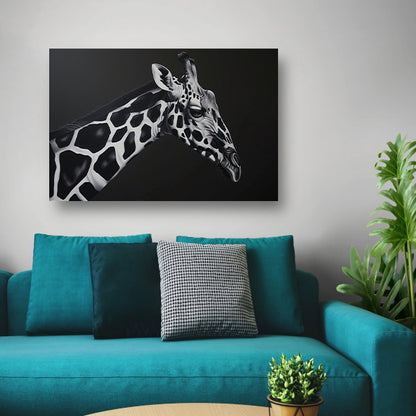 Monochrome Giraffe in Abstracte Patronen canvas