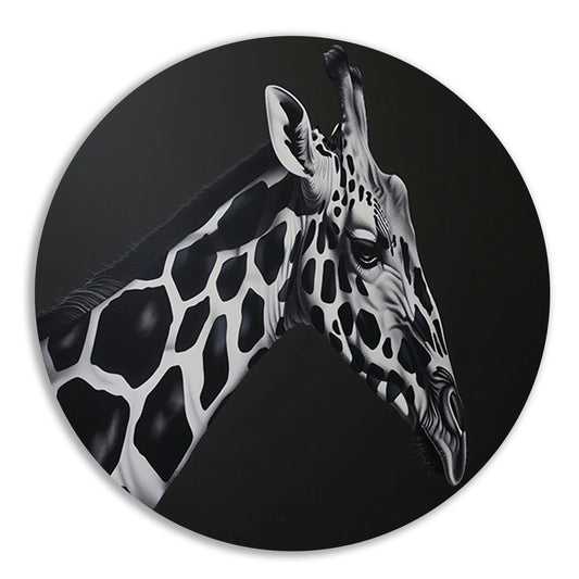 Monochrome Giraffe in Abstracte Patronen forex muurcirkel