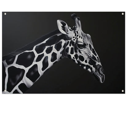 Monochrome Giraffe in Abstracte Patronen tuinposter