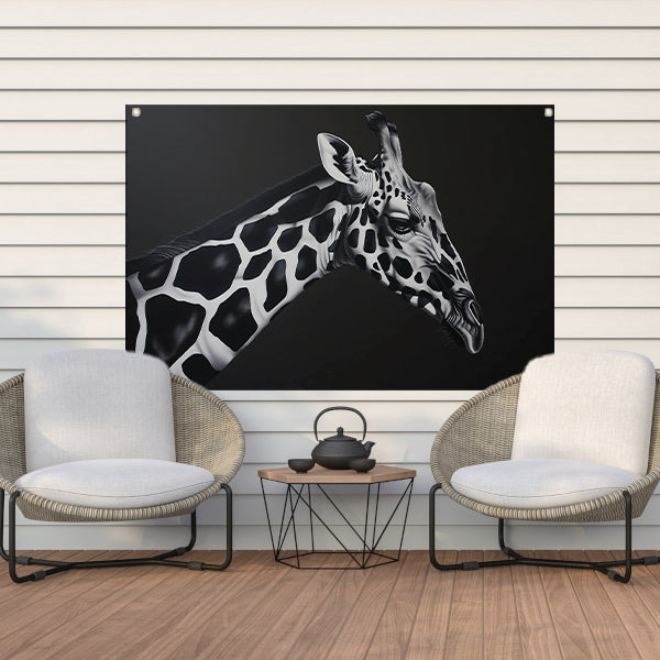 Monochrome Giraffe in Abstracte Patronen tuinposter