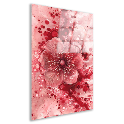 Dynamische abstracte bloem in rood en roze acrylglas