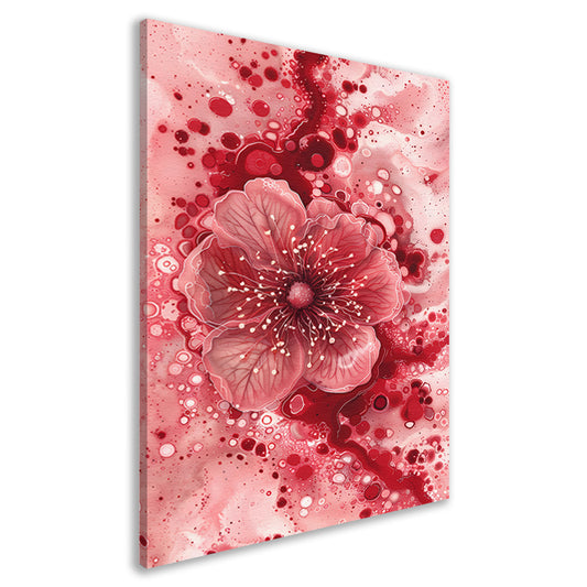 Dynamische abstracte bloem in rood en roze canvas