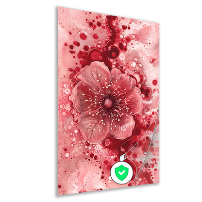 Dynamische abstracte bloem in rood en roze poster