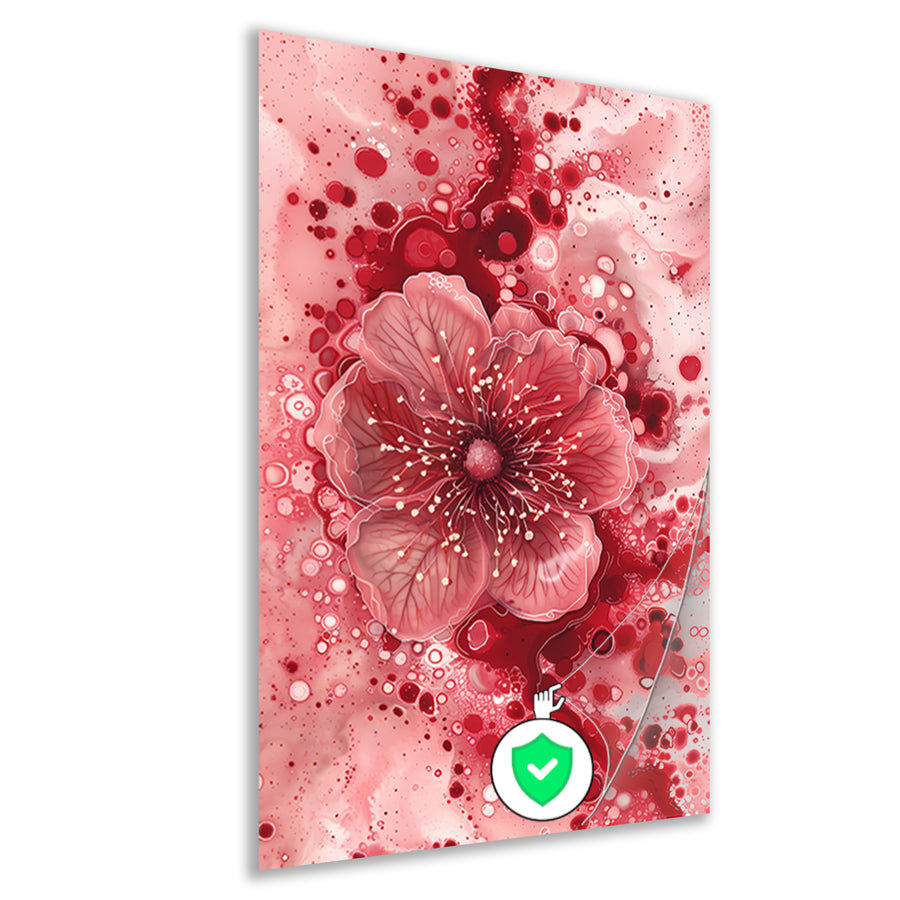 Dynamische abstracte bloem in rood en roze poster