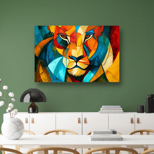 Abstracte kleurrijke leeuw in kubistische stijl acrylglas