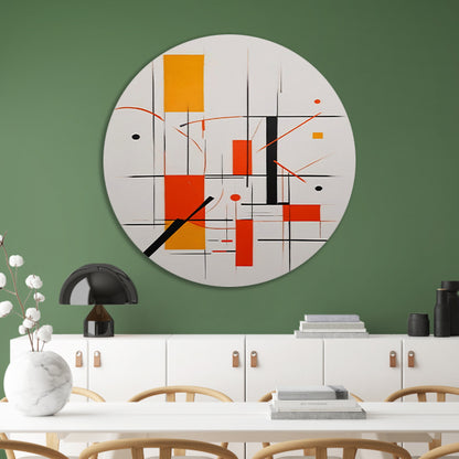 Dynamische Abstractie met Primair Kleurenpalet aluminium muurcirkel