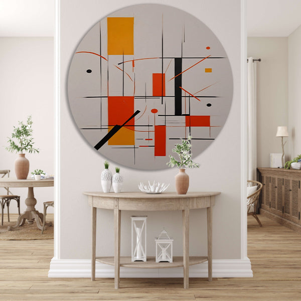 Dynamische Abstractie met Primair Kleurenpalet aluminium muurcirkel
