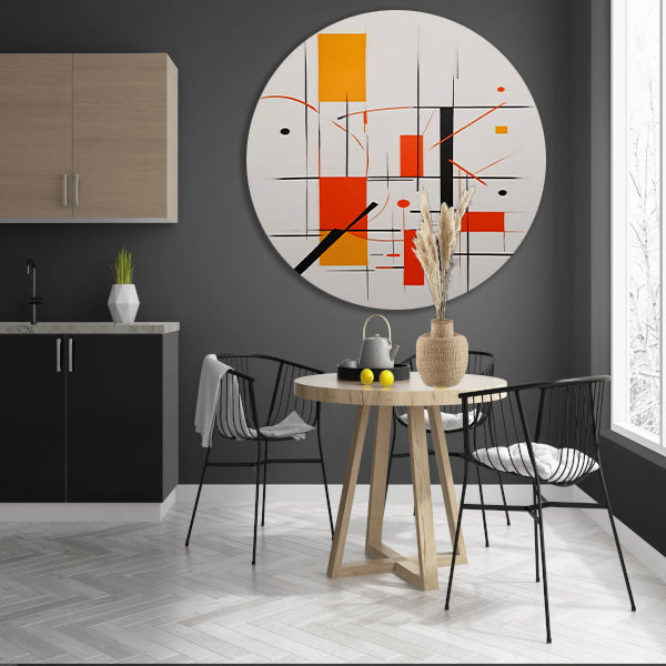 Dynamische Abstractie met Primair Kleurenpalet aluminium muurcirkel
