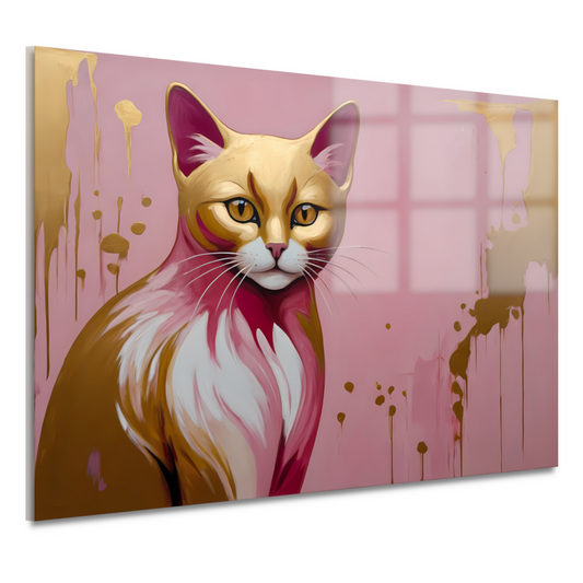 Gouden en roze moderne katportret acrylglas