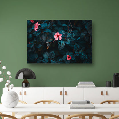 Tropische bloemen met dieptewerking en contrastposter