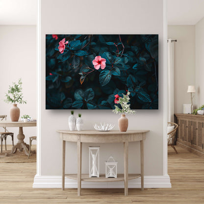 Tropische bloemen met dieptewerking en contrast canvas