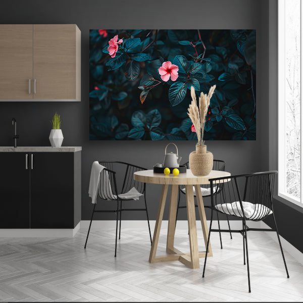 Tropische bloemen met dieptewerking en contrastposter