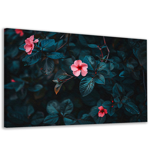 Tropische bloemen met dieptewerking en contrast canvas