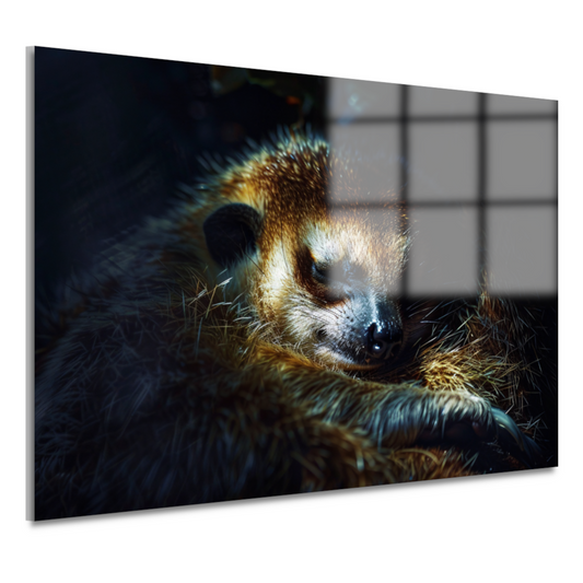 Meerkat rust zacht in het gouden licht acrylglas