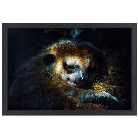 Meerkat rust zacht in het gouden licht canvas met baklijst