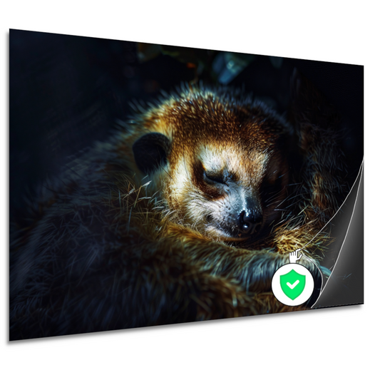 Meerkat rust zacht in het gouden licht poster