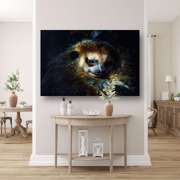 Meerkat rust zacht in het gouden licht canvas
