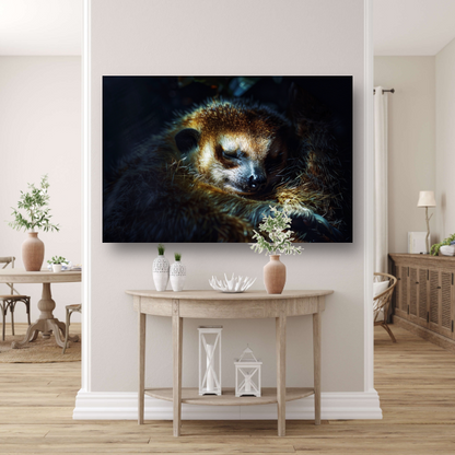Meerkat rust zacht in het gouden licht canvas