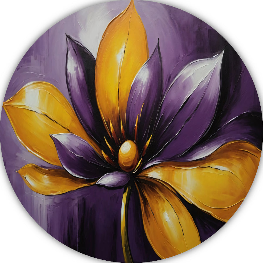 Elegant Purple and Yellow Flower in Bloom aluminium muurcirkel