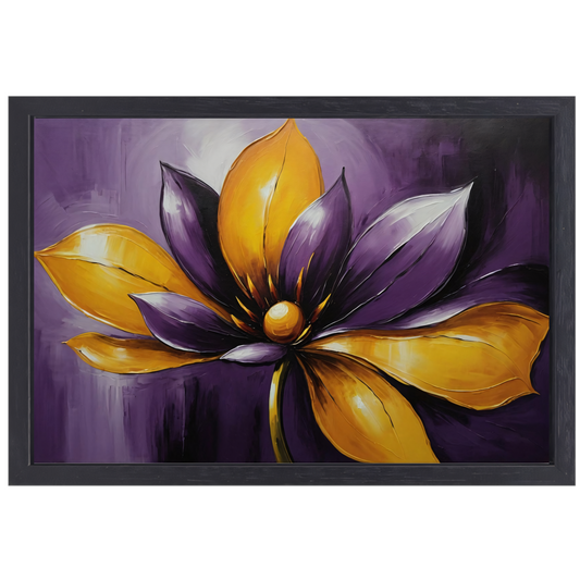 Elegant Purple and Yellow Flower in Bloom canvas met baklijst