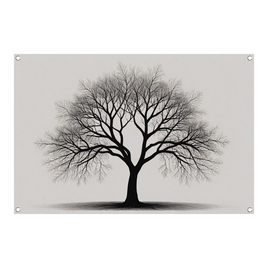 Boom Silhouet in Zwart-Wit Schaduw tuinposter