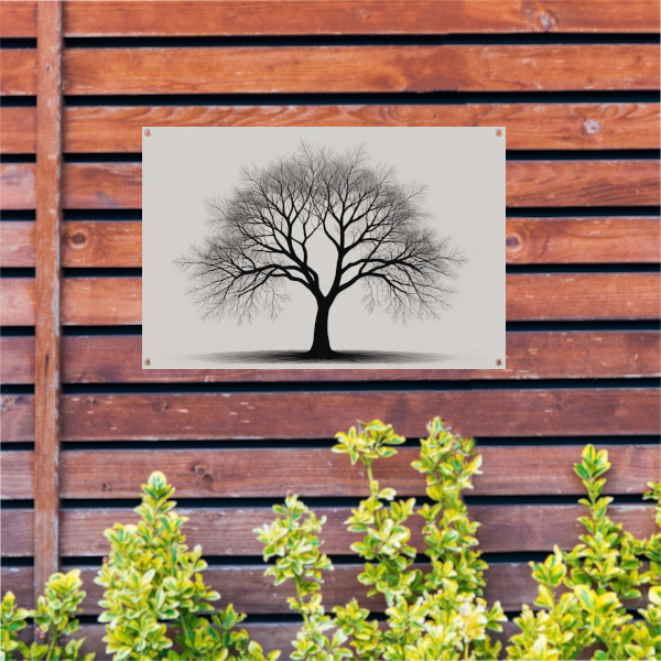 Boom Silhouet in Zwart-Wit Schaduw tuinposter