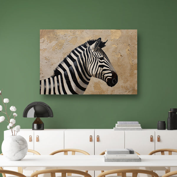 Gedetailleerd zebra schilderij met beige achtergrond poster