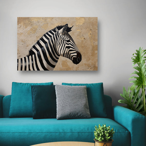 Gedetailleerd zebra schilderij met beige achtergrond acrylglas