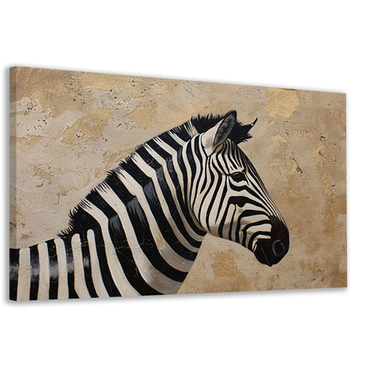 Gedetailleerd zebra schilderij met beige achtergrond canvas