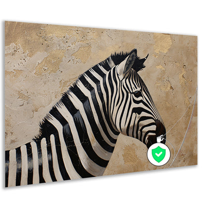 Gedetailleerd zebra schilderij met beige achtergrond poster