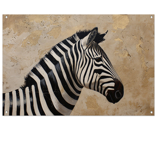 Gedetailleerd zebra schilderij met beige achtergrond tuinposter