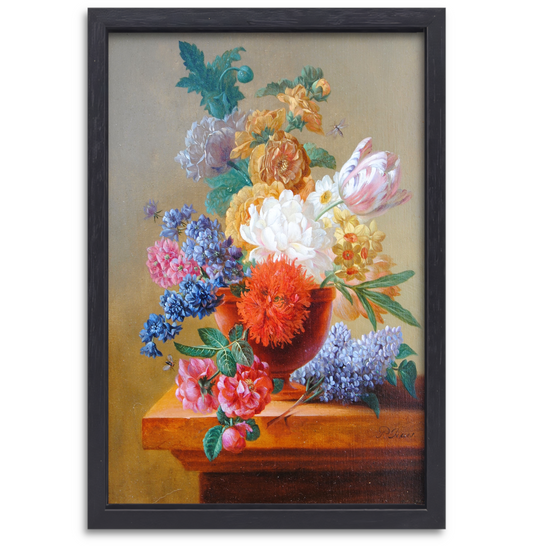 Bloemenstilleven - Pieter Faes canvas met baklijst