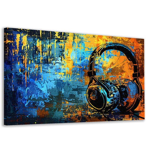Kleurrijke koptelefoon met abstracte achtergrond  canvas